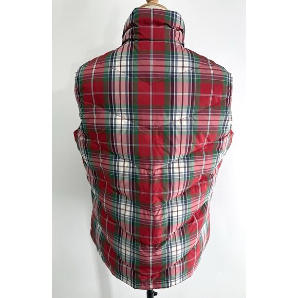 Lands' End Women's Red Tartan Plaid Puffer Vest Sleeveless Warm Casual Medium - Picture 5 of 9
